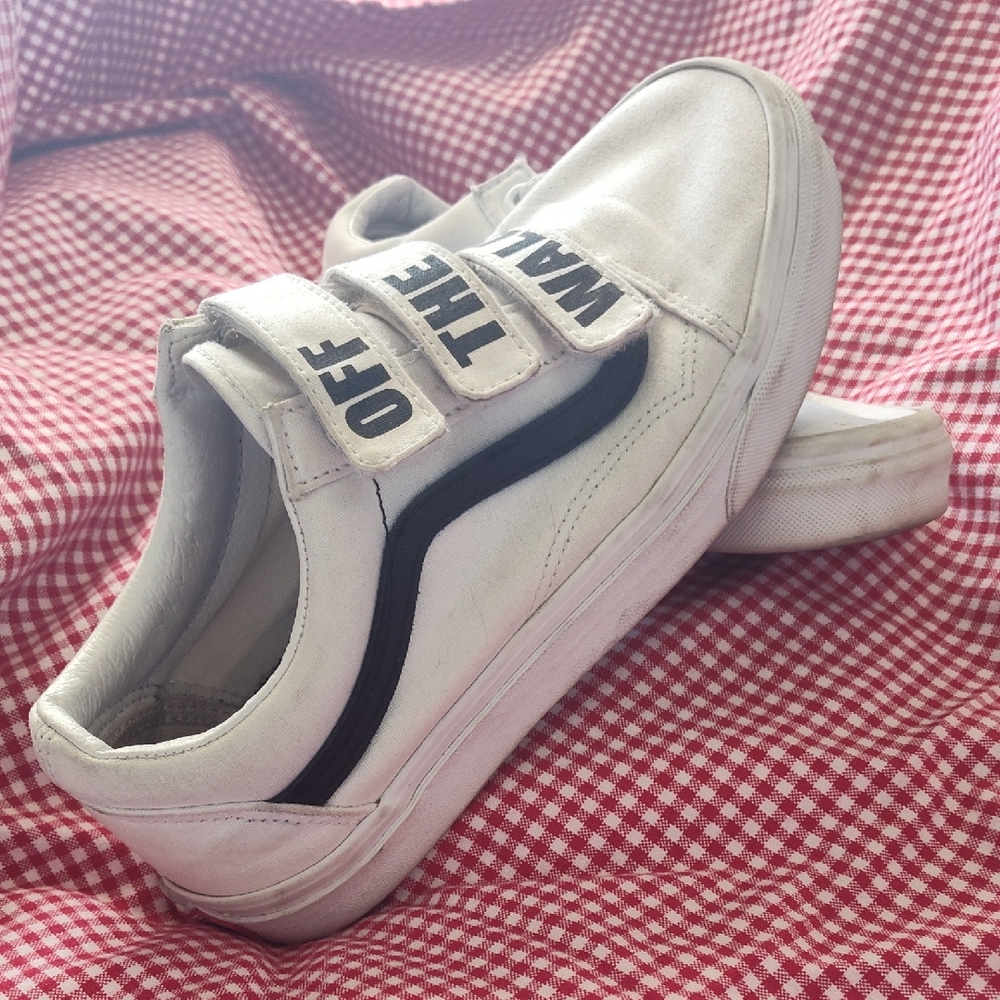 Vans White and Black Sneakers with Velcro Straps
